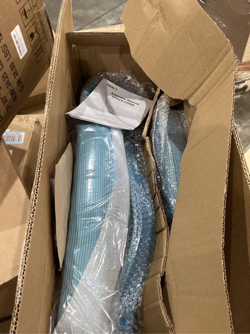 Condition photo showing As Is for simalir to not exact tralt ergonomic office chair - desk chair with wave high back adjustable lumbar support computer chair - gaming chairs mesh backrest and pu leather seat (sky blue) pack of 1 sky blue
