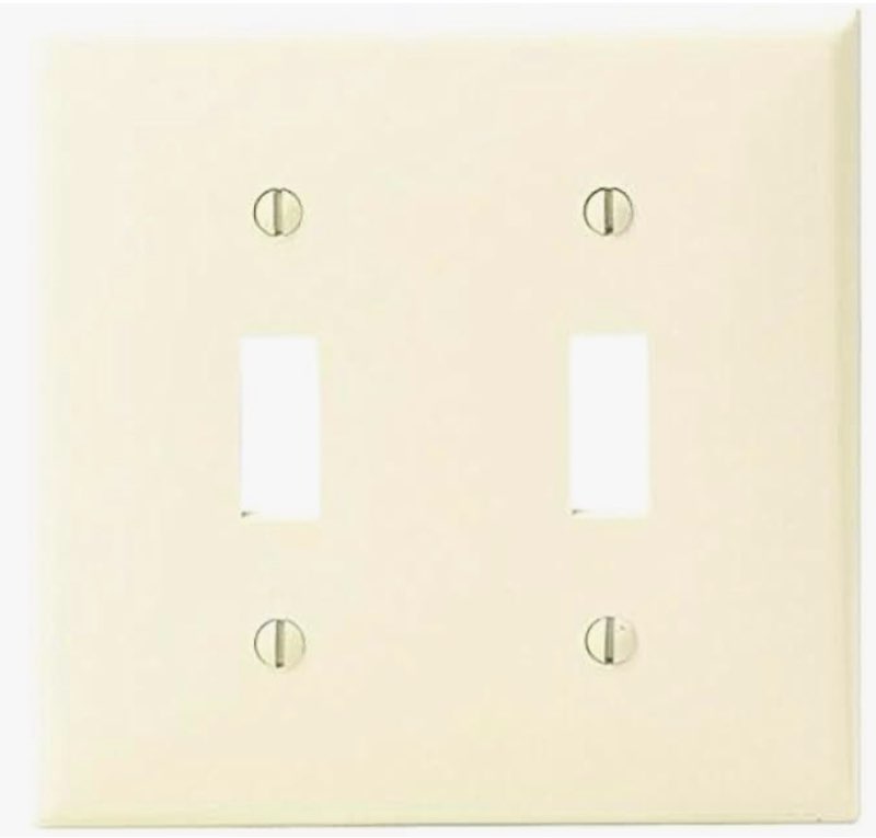 leviton 2-gang toggle device switch wallplate, midway size, 80509-i, ivory 1 count (pack of 1) ivory