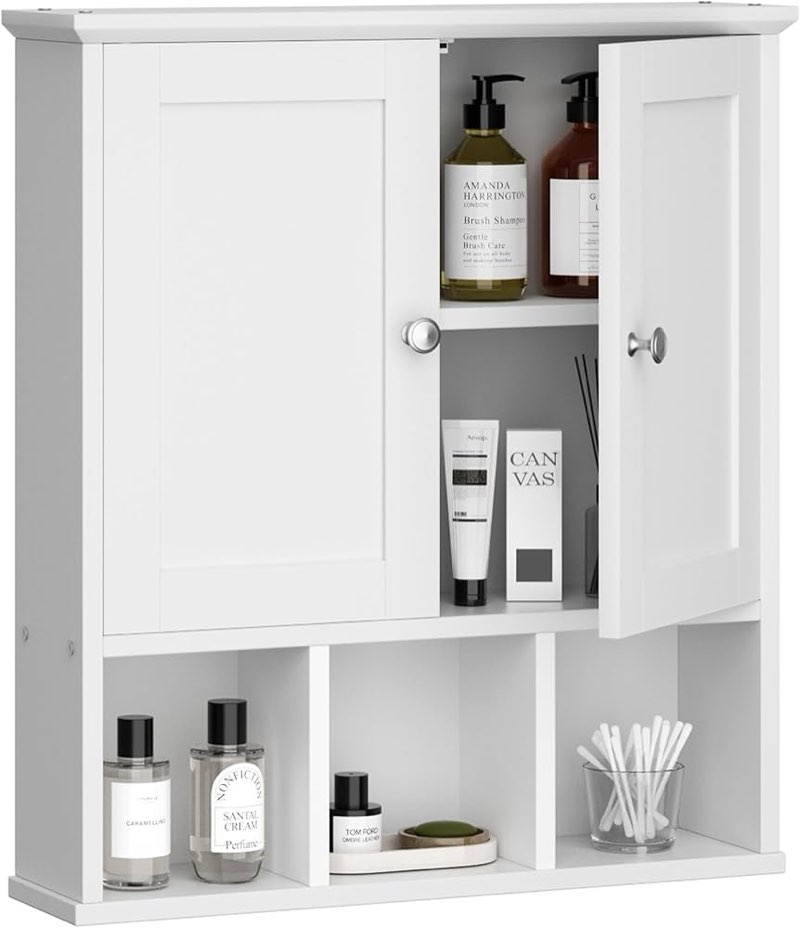 Shintenchi Bathroom Wall Cabinet with Door, Storage Organizer Over The Toilet Medicine, Space Saving