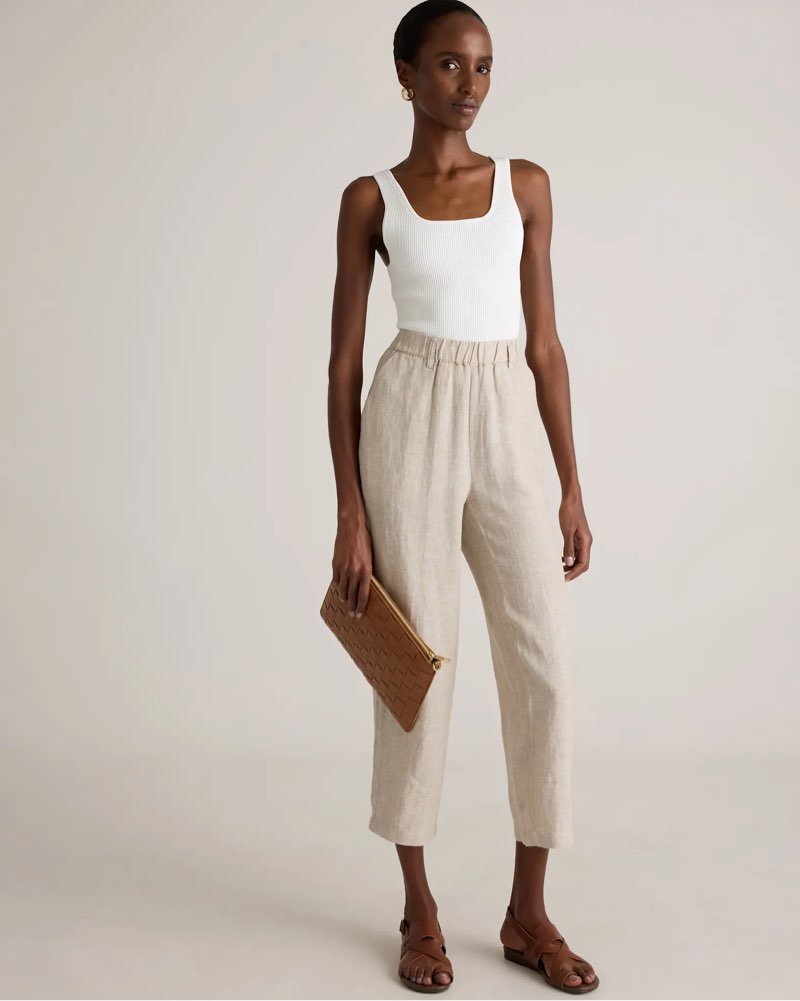 Quince, 100% European Linen Pants L/flax