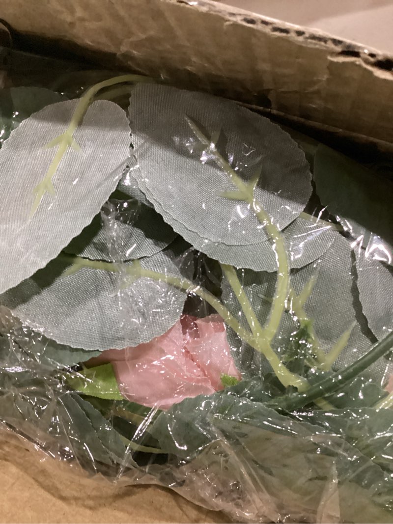 Condition photo showing Good Condition for teldrassil 4pcs(26 ft) artificial rose vine fake flower garland fake silk rose hanging vine for wedding party background arch garden background decoration (pink)