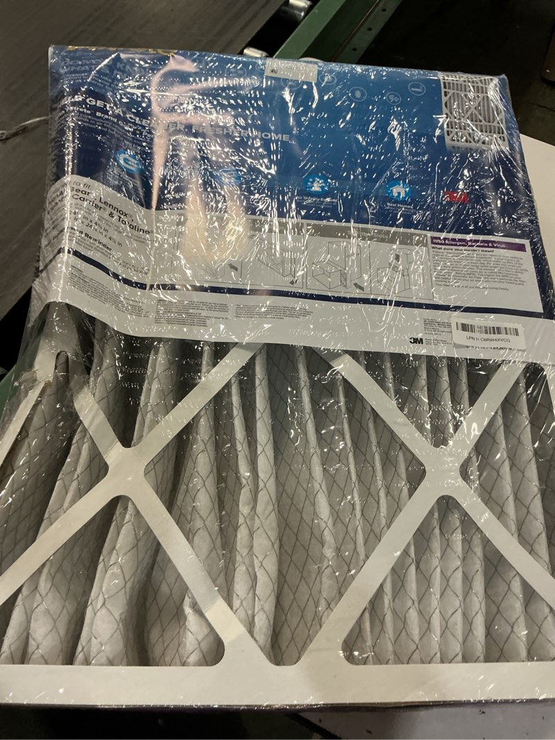 Condition photo showing As Is for filtrete 20x25x5 ac furnace air filter, mpr 1550, merv 12, fits trion airbear, certified asthma & allergy friendly, electrostatic air cleaning filter, 1-pack (actual size 19.56 x 24.13 x 4.75) 4.7" x 24.2" x 19.6"