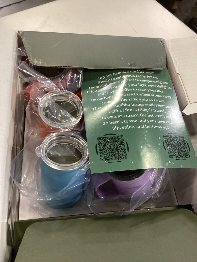 Condition photo showing New/Like New for Watine 2.5 oz Mini Tumbler Shot Glass Set with Handle - Stainless Steel, Double Insulated, Cute Shot Glasses, Funny Gifts, Beach Birthday Party Decorations, Mini Fridge Containers - 6 Pack Colored Multicolor