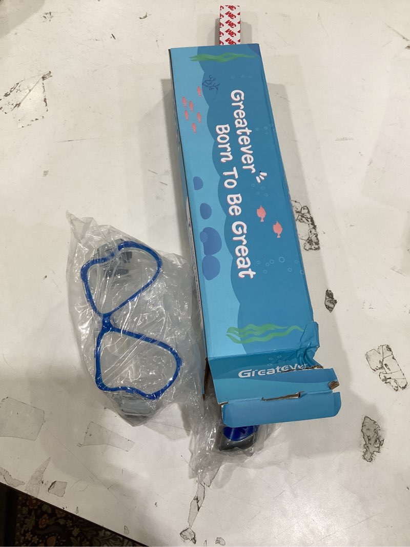 Condition photo showing Good Condition for Greatever Dry Snorkel Set,Panoramic Wide View,Anti-Fog Scuba Diving Mask,Professional Snorkeling Gear Blue Kids