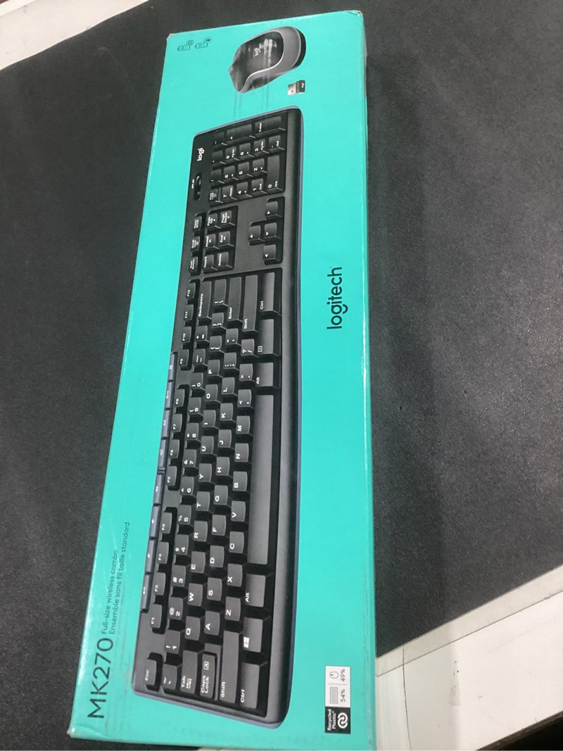 Condition photo showing New/Like New for Logitech MK270 Wireless Keyboard and Mouse Combo for Windows, 2.4 GHz, 8 Multimedia Keys, PC, Laptop