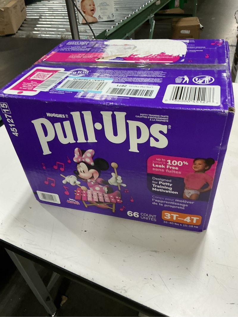 Condition photo showing New/Like New for pull-ups girls' potty training pants, size 3t-4t training underwear (32-40 lbs), 66 count 3t-4t 66