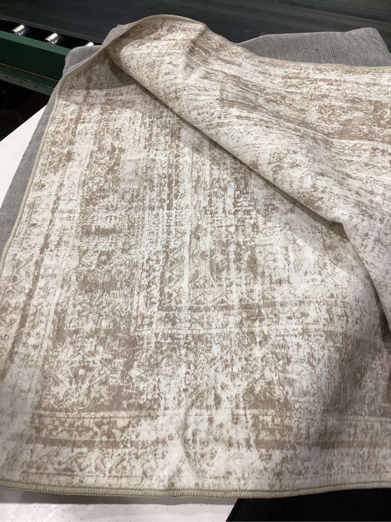 Condition photo showing As Is for 6x9 area rug for living room washable 6x9 rug non-slip modern rugs for bedroom dinning room ultra-thin indoor beige rug beige 6' x 9' (rectangular)