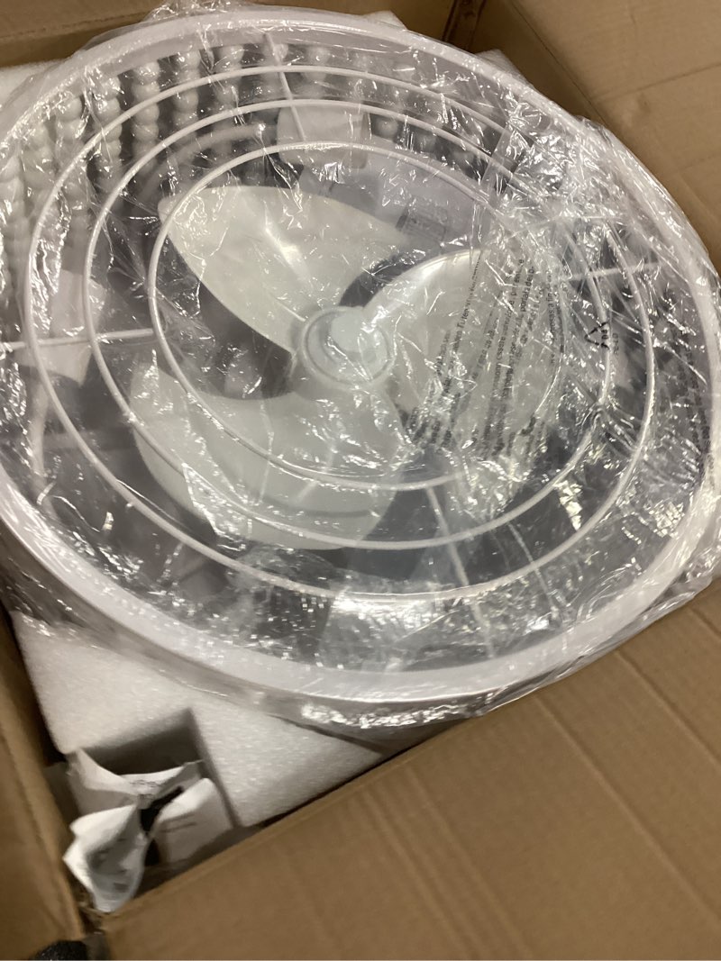 Condition photo showing Good Condition for Ceiling Fans with Lights and Remote - Bulbs Included, Caged Fandelier with Handcrafted Beaded Décor 19 inches Reversible Flush Mount Installation Ceiling Fan, Off-White Off-White 19.2