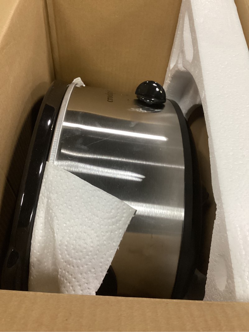 Condition photo showing As Is for crock-pot 7 quart oval manual slow cooker, stainless steel (scv700-s-br), versatile cookware for large families or entertaining 7 qt