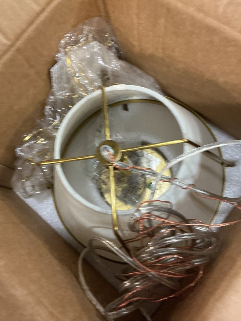 Condition photo showing Good Condition for gold pendant light, large brass pendant lighting for kitchen island, modern adjustable hanging light fixture with white fabric shade for foyer,dining room and sink