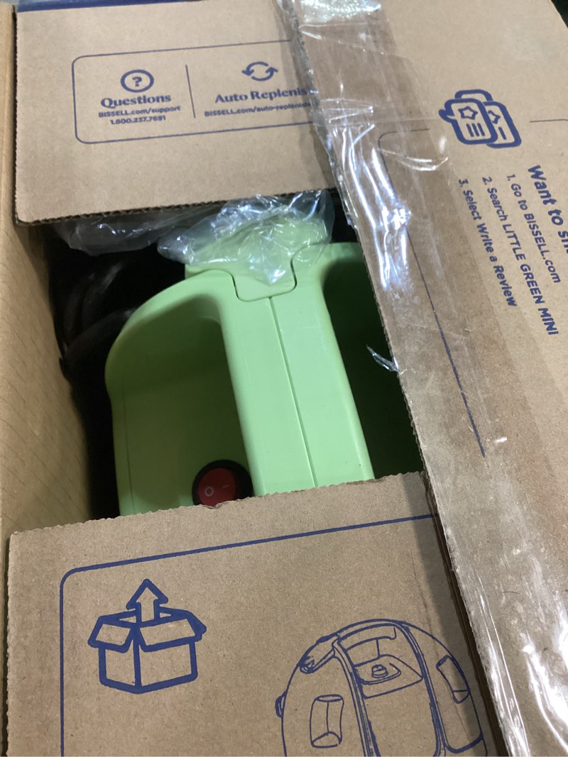 Condition photo showing Good Condition for bissell little green mini portable carpet and upholstery deep cleaner, car/auto detailer, with hydrorinse self-cleaning tool and 4" tough stain tool, tea green, 4075