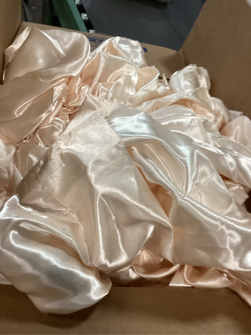 Condition photo showing As Is for MR&HM Satin Comforter King 7 Pieces - Luxurious Pinch Pleat Bedding Set with Comforter, Flat Sheet, Fitted Sheet, Pillowcases & Shams, Super Silky Soft Bed Set for All Season (King, Beige) perl King