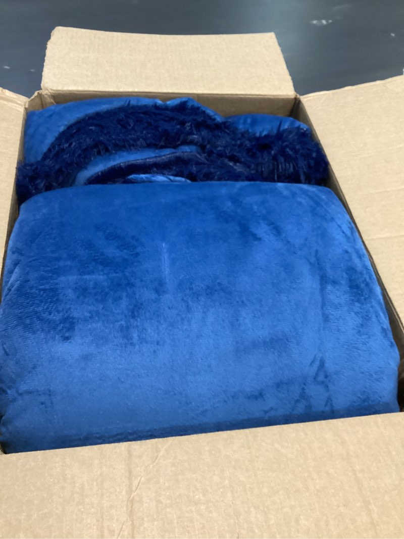Condition photo showing Good Condition for Andency Fluffy Navy Blue Comforter Set Full Size, 3 Pieces Winter Faux Fur Warm Soft Fuzzy Plush Bedding Comforter Set (1 Velvet Comforter & 2 Pillowcases), Thick Heavy Comfy Comforters Bedding Set 08 - Navy Blue Full (79"x90")
