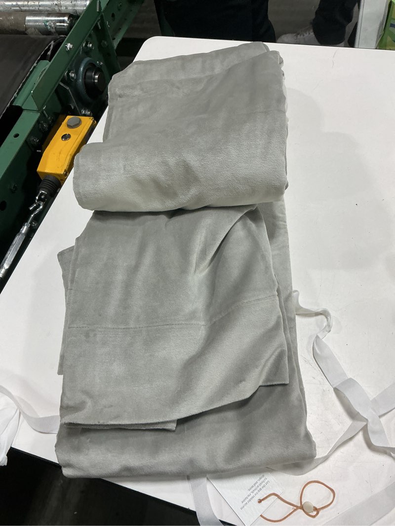 Condition photo showing Good Condition for quince c cotton velvet room darkening curtain - single panel 48*108 inc light grey