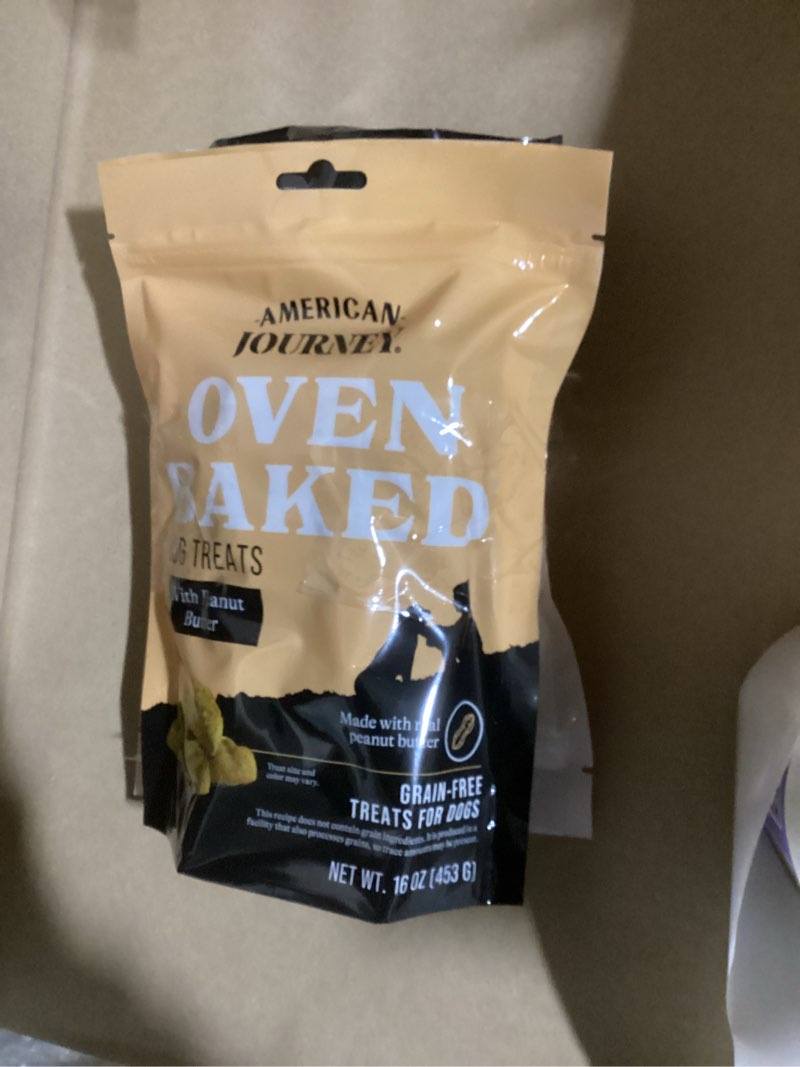 Condition photo showing New/Like New for (Bidding on 2) American Journey Peanut Butter Recipe Grain-Free Oven Baked Crunchy Biscuit Dog Treats