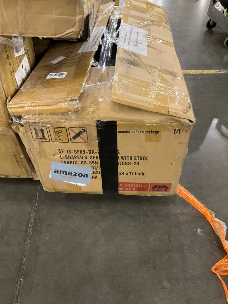 Small Sectional Convertible Sofa Couch, 3 Seat L Shaped Couch with Ottoman, Upholstered Fabric Sofa, Small Couches for Apartments, Living Room and Office (Dark Brown)