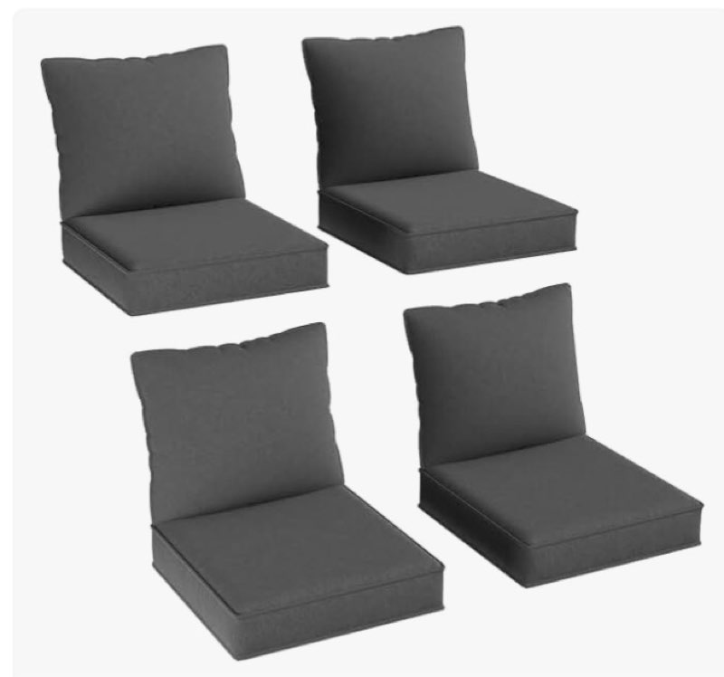 aoxun replacement cushions for outdoor furniture, 4-piece outdoor cushions for patio furniture, deep seat, waterproof & fade resistant couch cushion for 4-seat patio conversation sets, grey