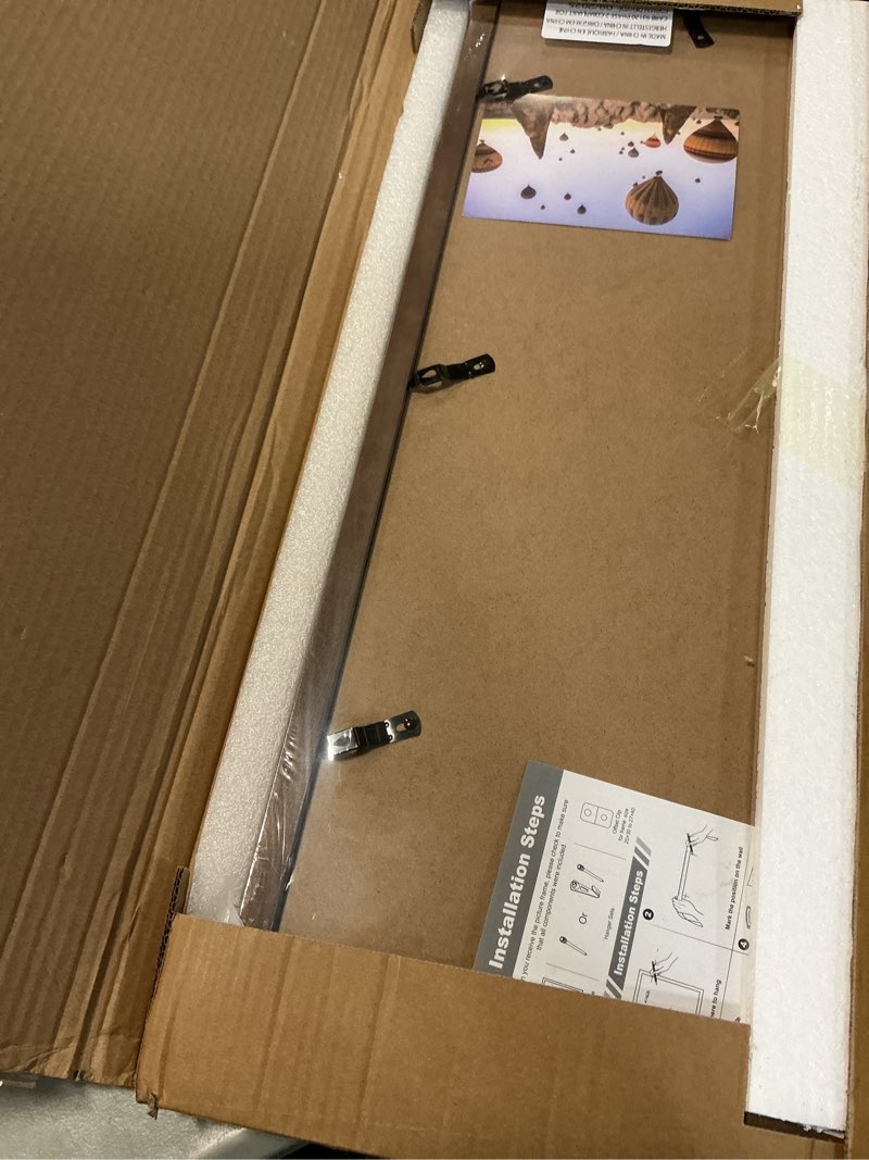 Condition photo showing As Is for 18 x 24 Poster Frame - Solid Walnut Wood 24x18 Poster Frame, 18 x 24 Picture Frame With Mat For 16x20, Tempered Glass and Hanging Hardware Included, Puzzle Frame 18x24 Wood, Natural Walnut USA-Sourced Walnut Wood 18x24