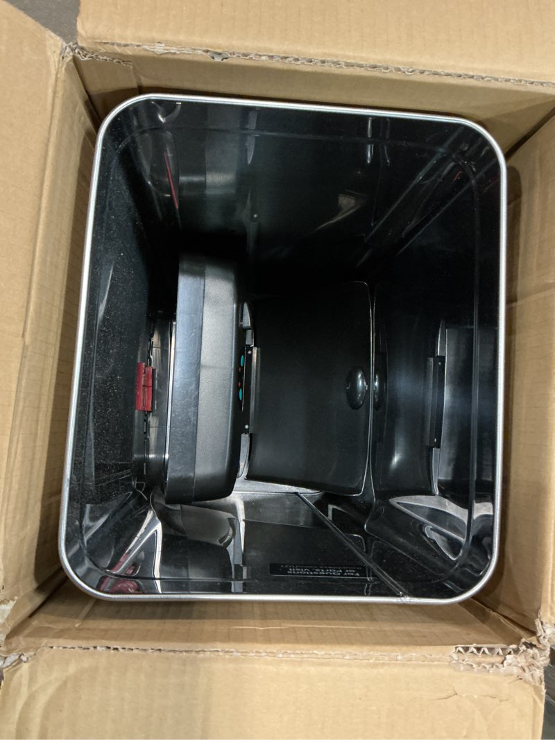 Condition photo showing Good Condition for iTouchless 13 Gallon Sensor Trash Can with Odor Filter, 50 Liter Automatic Kitchen Garbage Bin, Fingerprint-Proof Stainless Steel, Smart Hands-Free Motion Lid Pet-Proof Lock, Soft-Close, Matte Silver Brushed Silver
