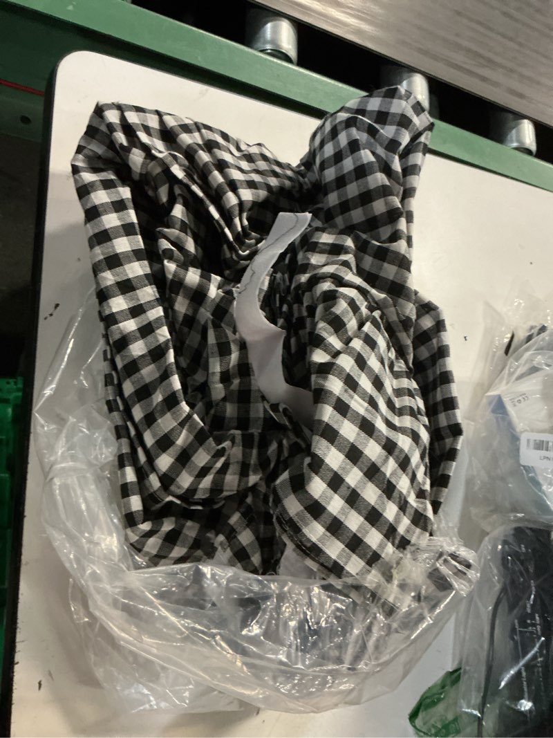 Condition photo showing As Is for gilprop 6ft black white checkered gingham table skirt ruffle tablecloth for classroom teacher desk skirt back to school supplies car party decorations birthday party cake dessert decorations