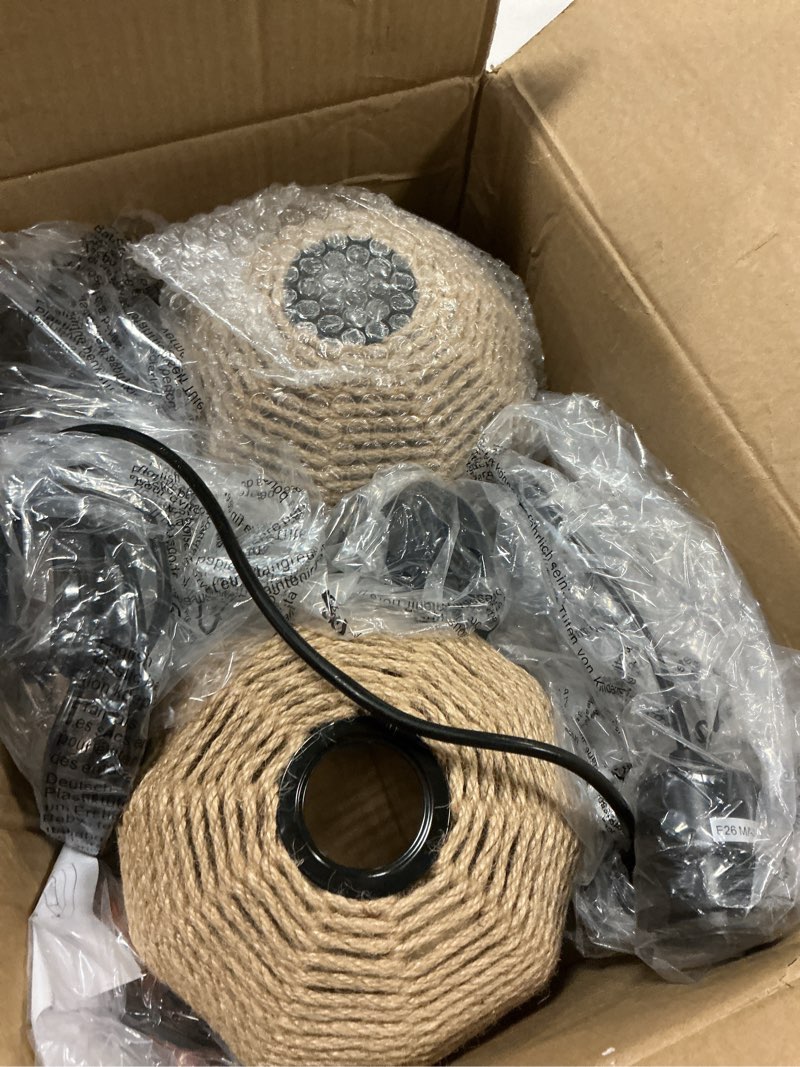 Condition photo showing Good Condition for SGLfarmty Plug in Wall Sconces Set of 2, Boho Rattan Wall Mounted Lights with Plug in Cord Hand, Farmhouse Woven Hemp Rope Wall Bedside Lamps, Indoor Rustic Hanging Lamp for Bedroom Living Room Plug in Wall Light-2 Pack