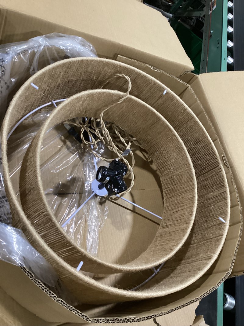 Condition photo showing As Is for two-tier 18” hanging rattan light