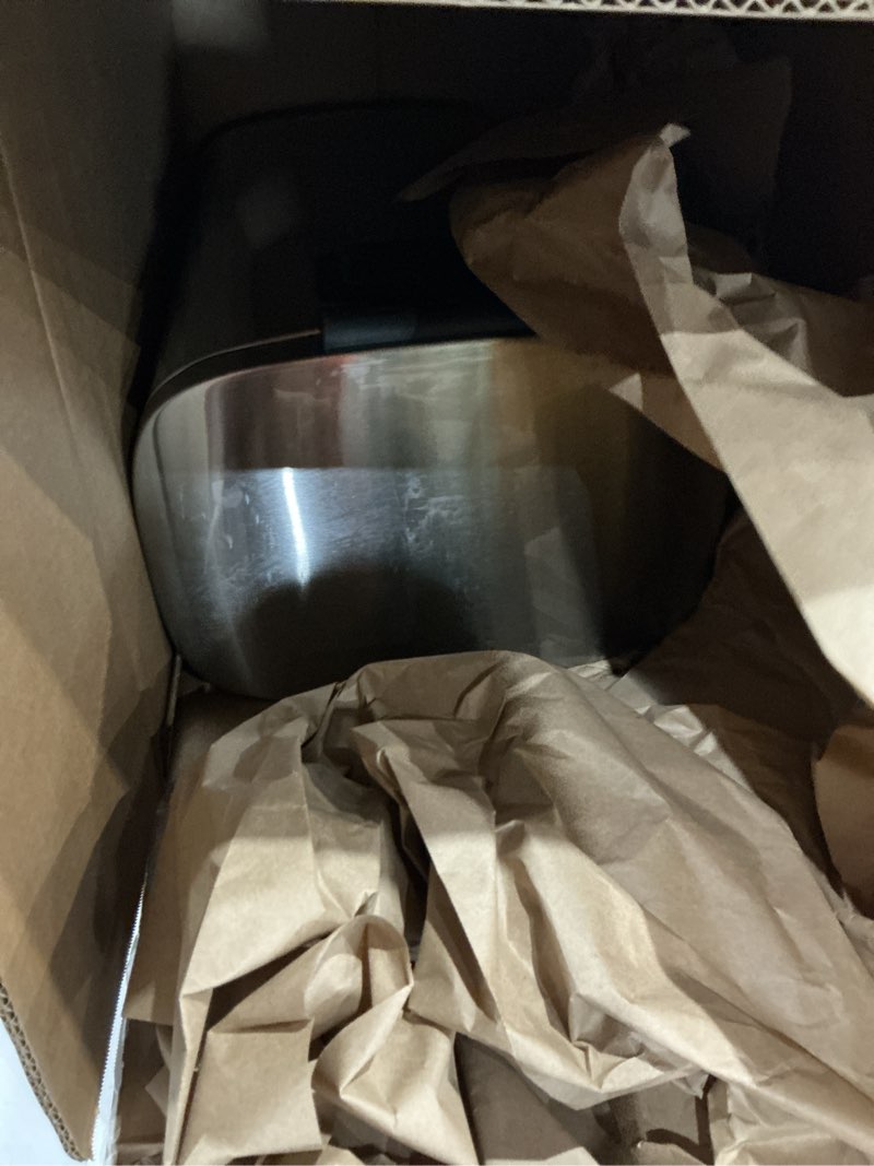 Condition photo showing Good Condition for amazon basics large trash can, 13.2 gallon (50l), smudge resistant rectangular bin with soft-close lid, step foot pedal, removable inner bucket, brushed stainless steel, satin nickel finish satin nickel big, 50l/13.2 gal