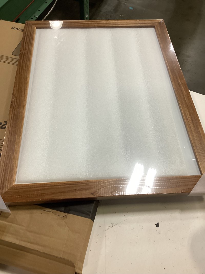 Condition photo showing Good Condition for real wooden framed magnetic dry erase whiteboard, 18" x 24", vertical/horizontal wall mount, includes black marker, eraser and 4 magnets, by better office products (rustic brown)