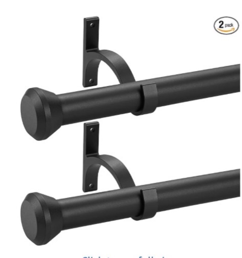 2 Pack Telescoping Curtain Rods, 1Inch Diameter Drapery Rods 28-48Inch Length Adjustable Rod with Br