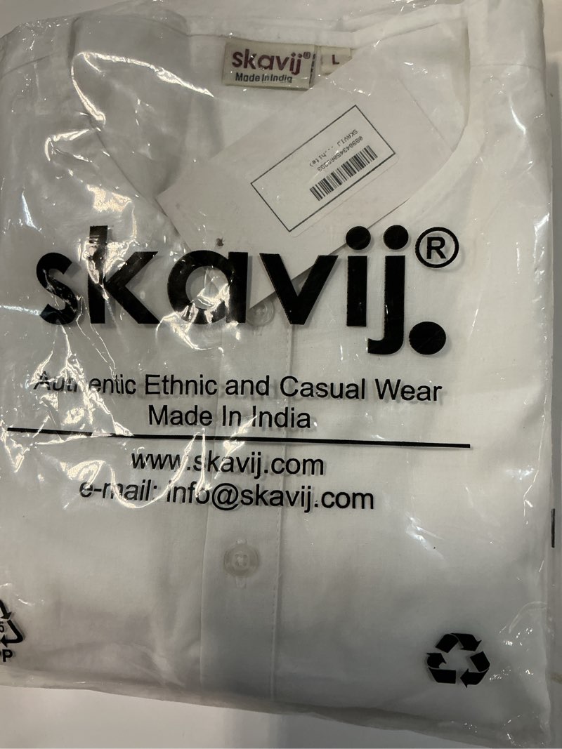 Condition photo showing New/Like New for skavij men's cotton 2 piece set casual straight longline round neck shirt solid pant regular outfit (large,white). 