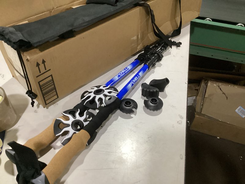 Condition photo showing Good Condition for telescopic hiking poles,telescopic hiking poles for hiking - adjustable shock absorbing poles | balance stand, carry bag for accessories everything blue