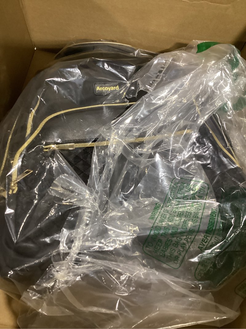 Condition photo showing Good Condition for Small Rolling Backpack for Women, Lightweight Travel Backpack with Wheels, Roller Backpack for Adults, Water Resistant Rolling Laptop Bag, Wheeled Underseat Carry On Luggage, Black Gold Black 15-inch