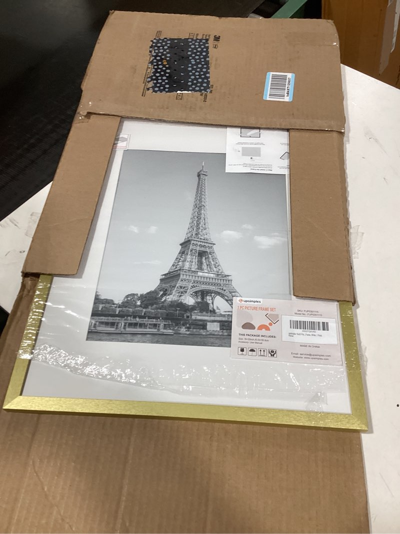 Condition photo showing Good Condition for similar product 16x20upsimples 11x14 Picture Frame, Natural Solid Wooden Picture Frames, Display 8x10 with Mat or 11 x 14 Without, Vertical or Horizontal Wall Hanging, 1 Pack, Natural Natural 11x14
