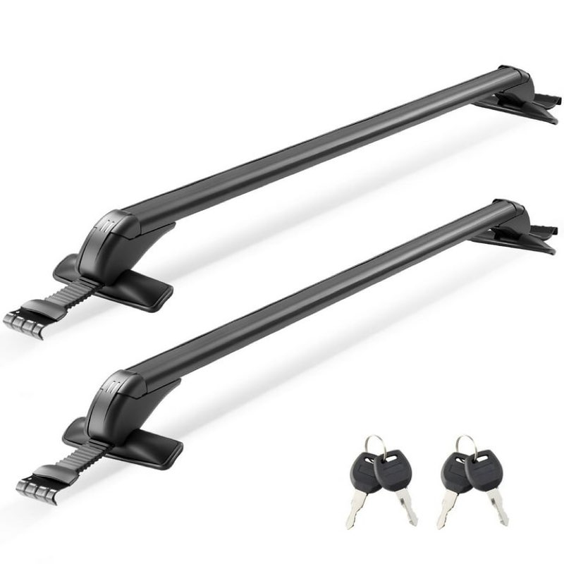 vevor roof rack cross bars, universal fit for naked roofs without raised rails/flush rail/black moldings, 165 lbs capacity,lockable heavy duty aluminum crossbar racks roof rail rooftop luggage canoe
