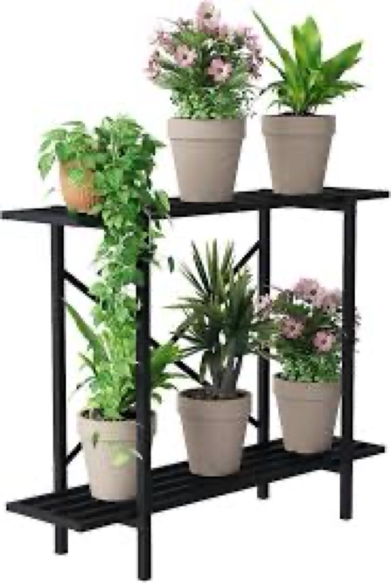 2 Tier Metal Sturdy Heavy Plant Stand, Narrow Plant Stand Indoor and Outdoor L19.68 x W11.81 x H27.5