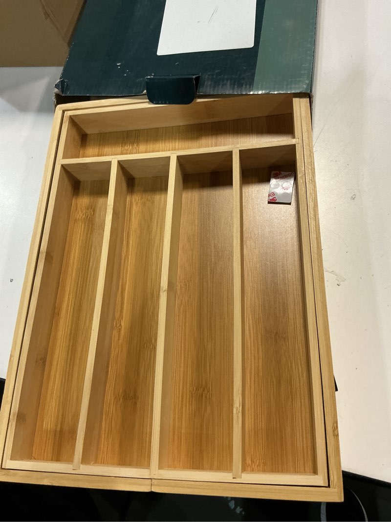 Condition photo showing Good Condition for Bellsal Silverware Organizer Kitchen Drawer Organizer Expandable Bamboo Utensil Holder Cutlery Tray for Kitchen Utensil and Flatware Bedroom Office Nature 7 Slots Expandable