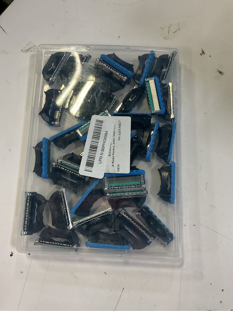 Condition photo showing New/Like New for 36 blades replacement parts for gl-fusion 5 style razors (blue-green), wet razors men's blades value packs