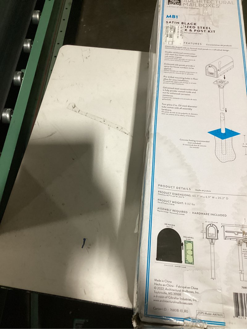 Condition photo showing As Is for architectural mailboxes 7680b-10 mb1 mount mailbox and in-ground post kit, medium, bl