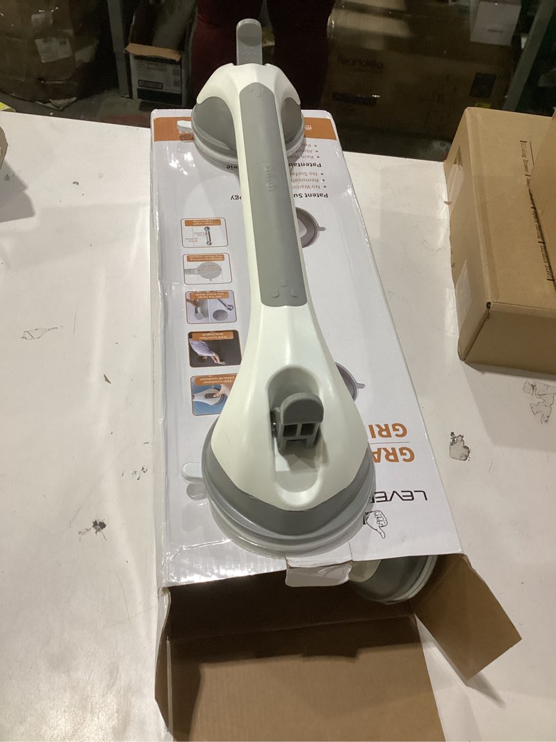 Condition photo showing New/Like New for LEVERLOC 2 Pack Shower Grab Bars for Bathtubs and Showers, Easy to Install Suction Shower Handles for Bathroom Removable Handrails for Seniors Elderly Heavy Duty Safety Grip Waterproof Drill Free Gray 16.8” 2 Set Gray