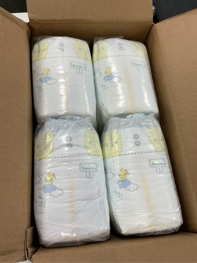 Condition photo showing New/Like New for pampers swaddlers diapers, size 1 (8-14 lbs), 96 count, absorbent, keeps baby dry and comfortable, skin safe disposable baby diaper (packaging may vary) size 1 96