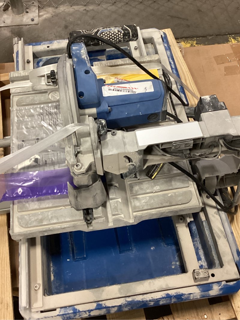 Condition photo showing As Is for kobalt 7-inch 6-amp wet tabletop sliding table corded tile saw