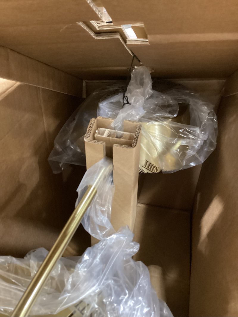 Condition photo showing As Is for brass double-shaded table lamp - hearth & hand™ with magnolia