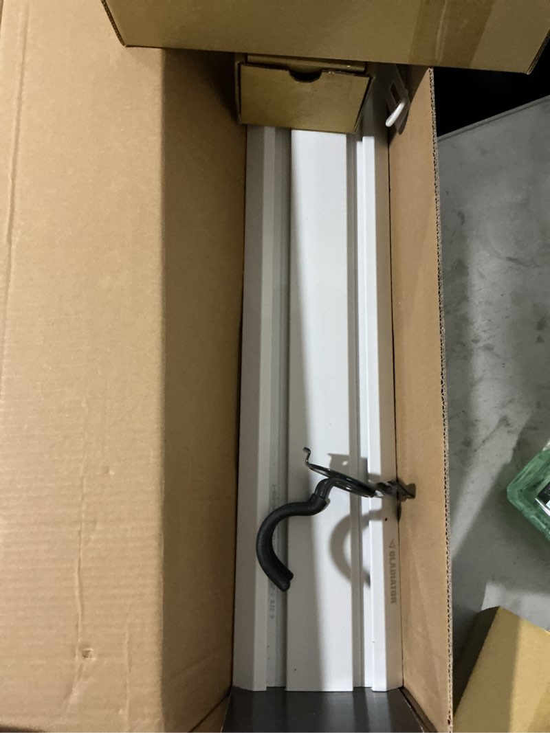 Condition photo showing As Is for gladiator geartrack 12-piece 48-in light gray multipurpose storage rail system