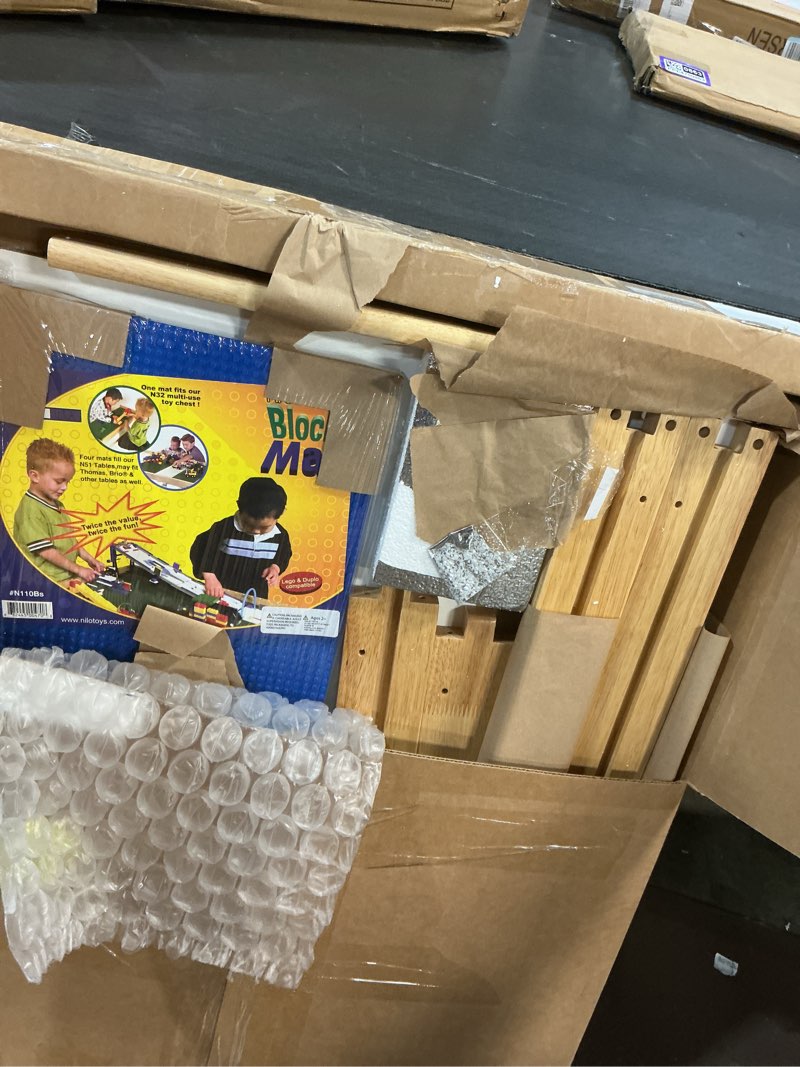 Condition photo showing Good Condition for kids activity table set with 2 compatible with/replacement for detachable double-sided baseplates/boards/mats lego duplo (n34 play table without holes, 24x32x20 and 2x blue base plates 12x32)