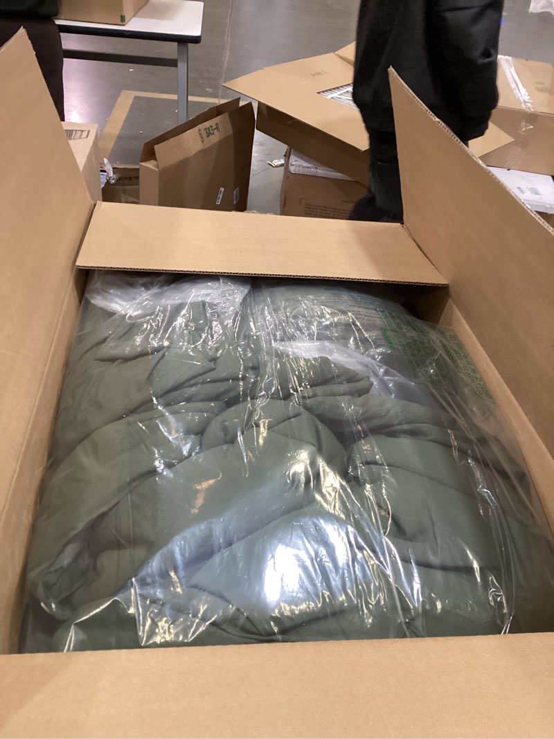 Condition photo showing As Is for Bedsure Gentlesoft 2-in-1 King Size Comforter Set and Detachable Fluffy Blanket, Olive Green Bedding Set for All Season Use, SnapTech Design for Space Saving(Includes 2 Pillow Shams,2 Pillowcases) King 03 - Olive Green