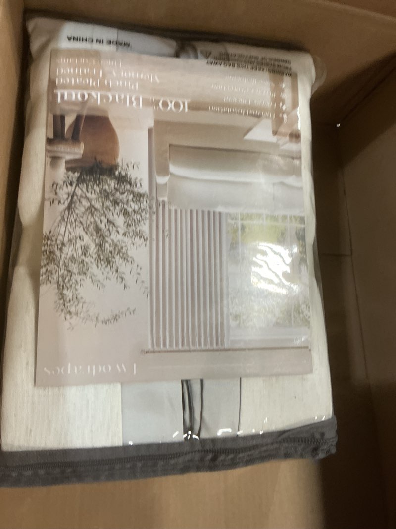 Condition photo showing Good Condition for 90 inch pinch pleated linen blackout curtains 2 panels for living room cream natural 100% black out curtains 90 inches long pinch pleat dual layer drapes birch ivory drapes for dining bedroom office