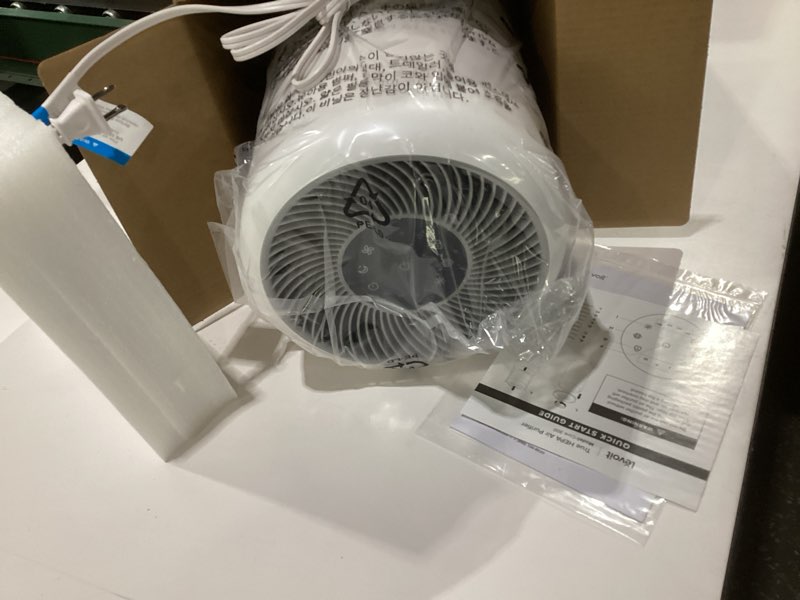 Condition photo showing Good Condition for levoit air purifier for home allergies pet hair in bedroom, covers up to 1073 ft² by 56w high torque motor, aham verifide, 3-in-1 filter with hepa sleep mode, remove dust smoke odor, core300-p, white, not tested