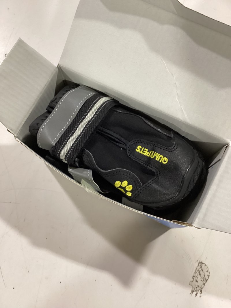 Condition photo showing Good Condition for QUMY Dog Shoes for Large Dogs, Medium Dog Boots & Paw Protectors for Winter Snowy Day, Summer Hot Pavement, Water-Resistant in Rainy Weather, Outdoor Walking, Indoor Hardfloors Skid-Resistant Sole Black Size 6: 2.6''x3.0''(W*L) (Pack of 4)