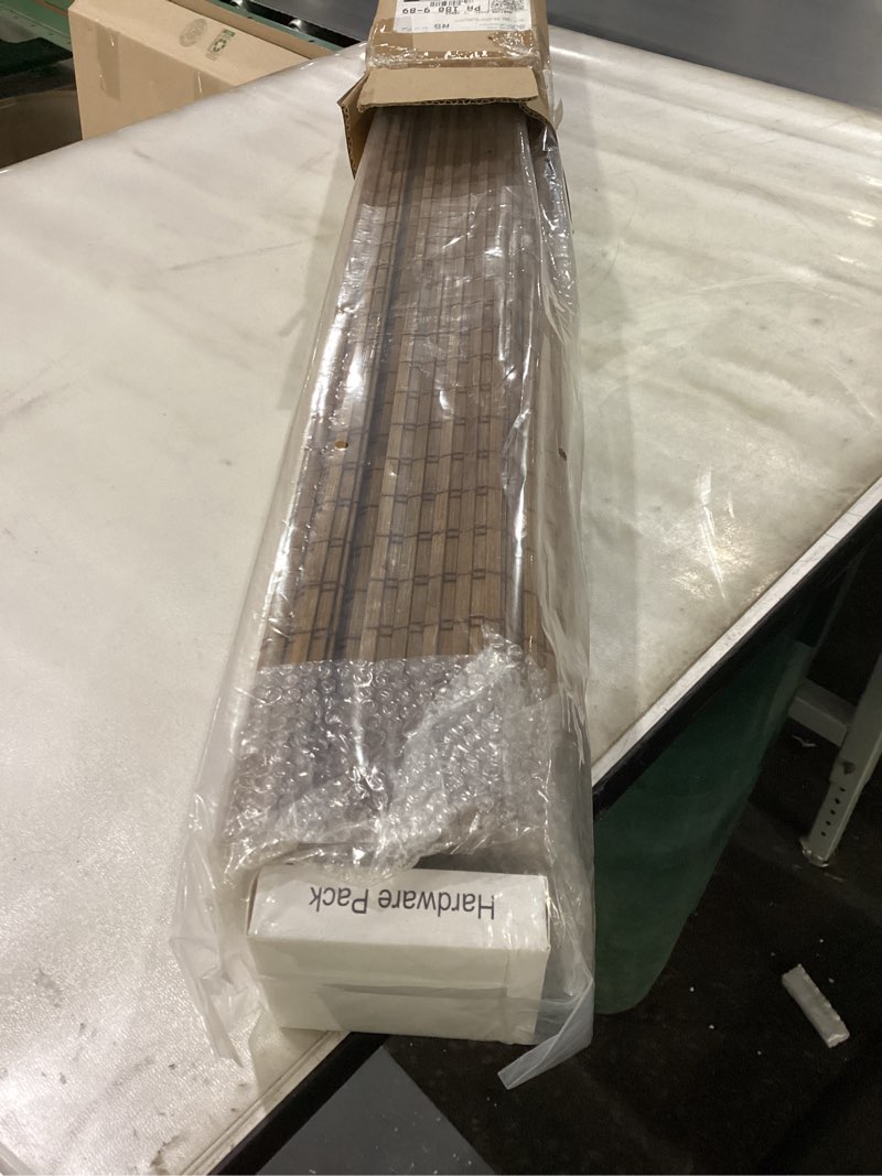 Condition photo showing New/Like New for LazBlinds Cordless Bamboo Roman Shades, Privacy Blinds for Interior Windows, Room Darkening Roll Up Bamboo Blinds for Home & Patio, 35" W x 64" H, Highfield Teak Pricacy - Highfield Teak 35" W x 64" H