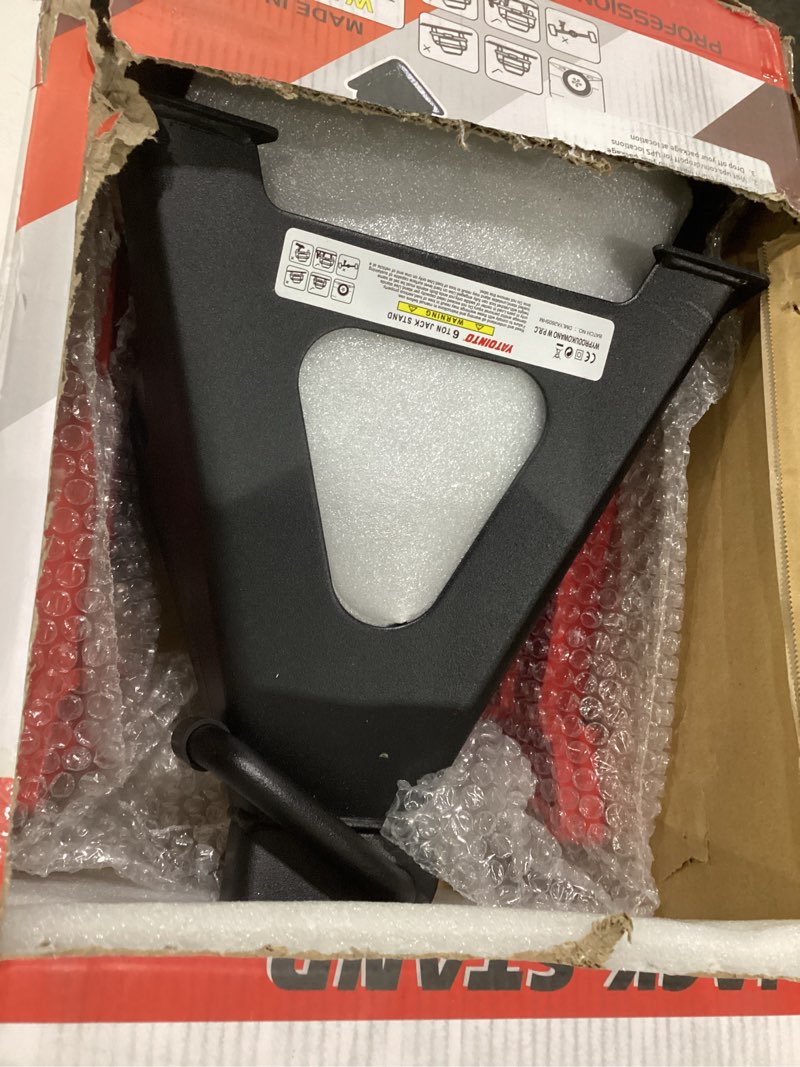 Condition photo showing Good Condition for yatointo 6 ton jack stands, 15.6"-23.4" adjustable with double pin locking,heavy duty jack stands with extra rubber pads,car lifts for home garage,lifting various vehicles,1 pair black 6 ton double pin locking with rubber pads black+red